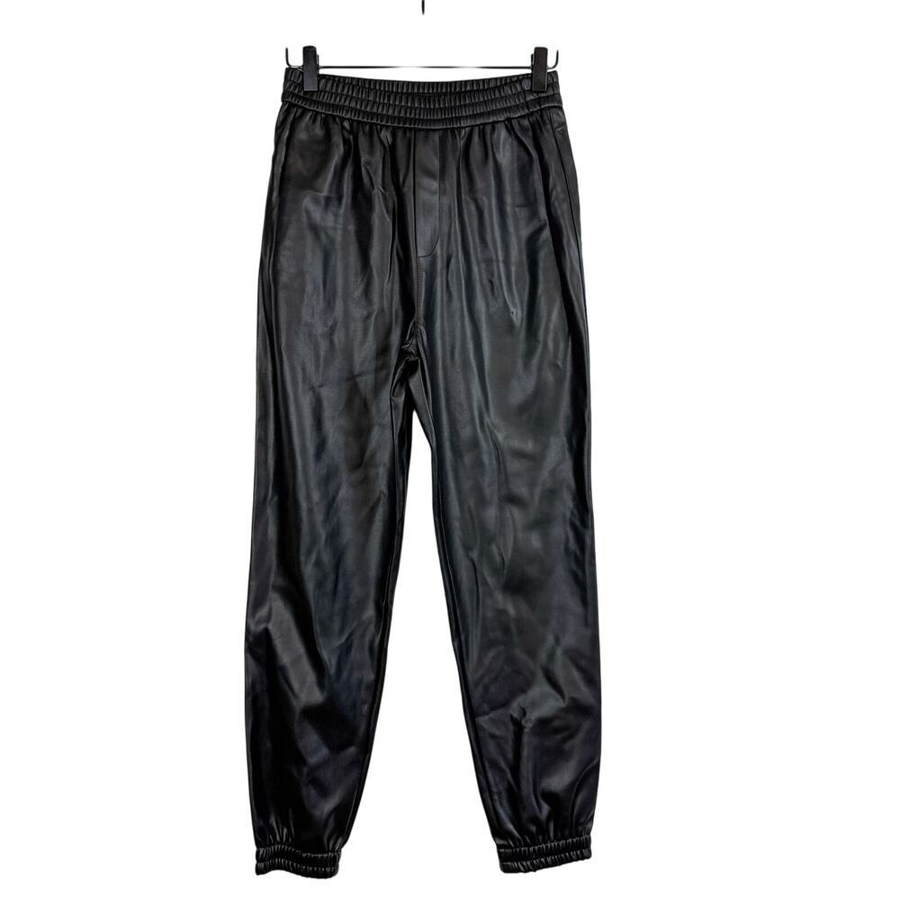 Zara Vegan Leather High Rise Pull-On Pants Black 26” - XS